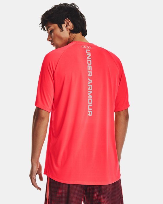 Men's UA Tech™ Reflective Short Sleeve in Red image number 1